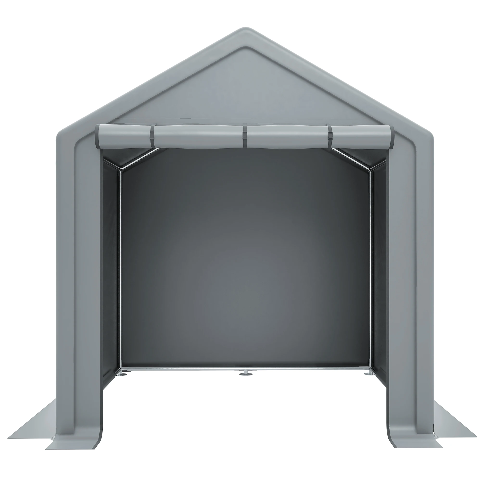 190×170×200cm Schwerlast-Garagen-Carport, Outdoor-Lagerschuppen, wasserdichtes Dach, aus verzinktem Stahlrahmen, UV-beständigem grauem Segeltuch und abnehmbaren Seitenwänden, ausgestattet mit 4