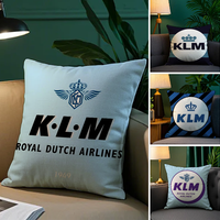 Netherlands K-Klm R-Royal Dutch Airlines Pillow Case Plush Fabric Soft Double Sided Print Sofa Cushion Cover Throw Pillow Covers