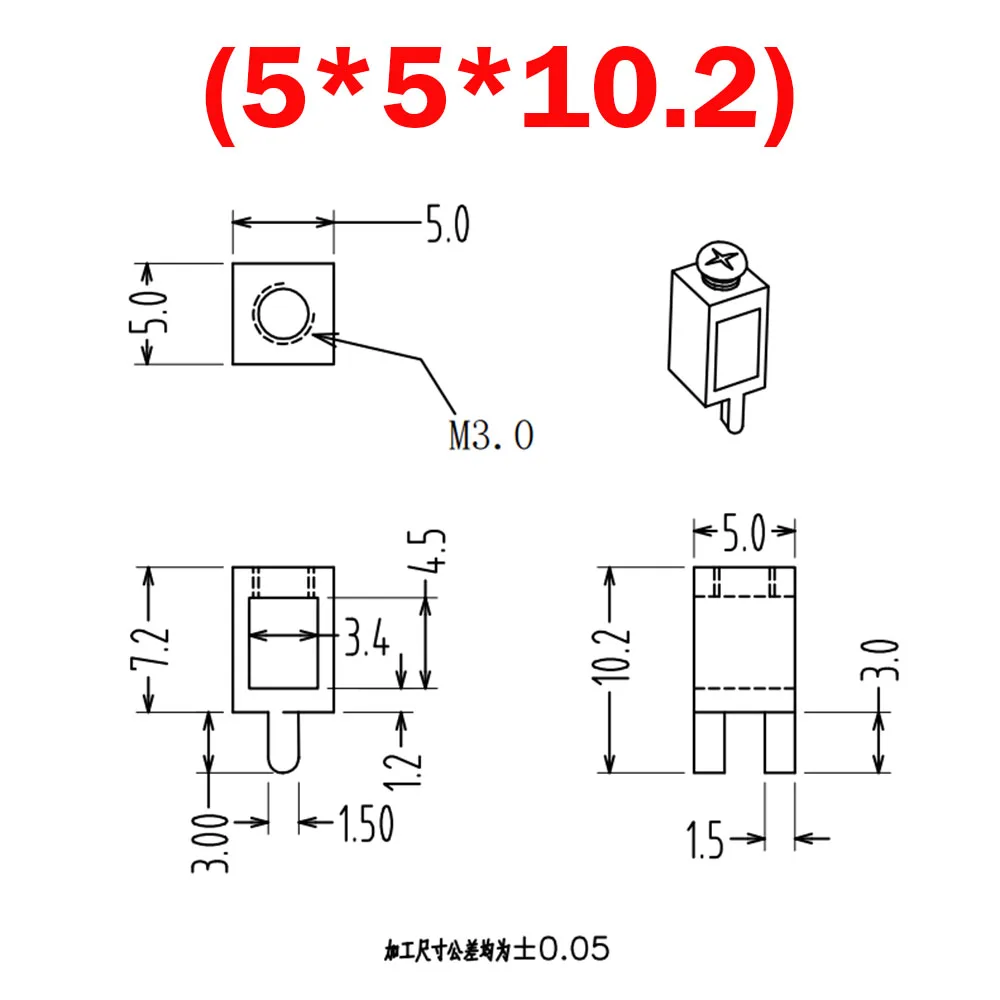 50pcs PCB Terminal Block Double Feet Square Copper Terminal High Current 30A Solder Board Drive Power Wire Terminal Connector