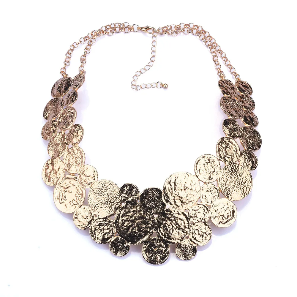 2025 New Vintge Punk Golden Metal Large Collar Choker Necklace Women Indian Statement Big Bib Necklace Jewelry