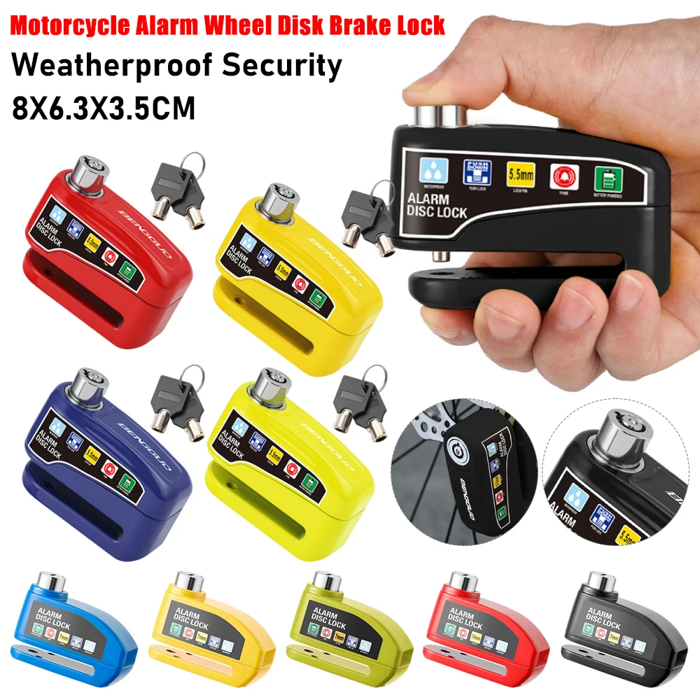 

Motorcycle Alarm Wheel Disk Brake Lock With Key Anti Theft Bicycle Alarm Disc Brake Electric Lock Padlock Motorcycle Accessories