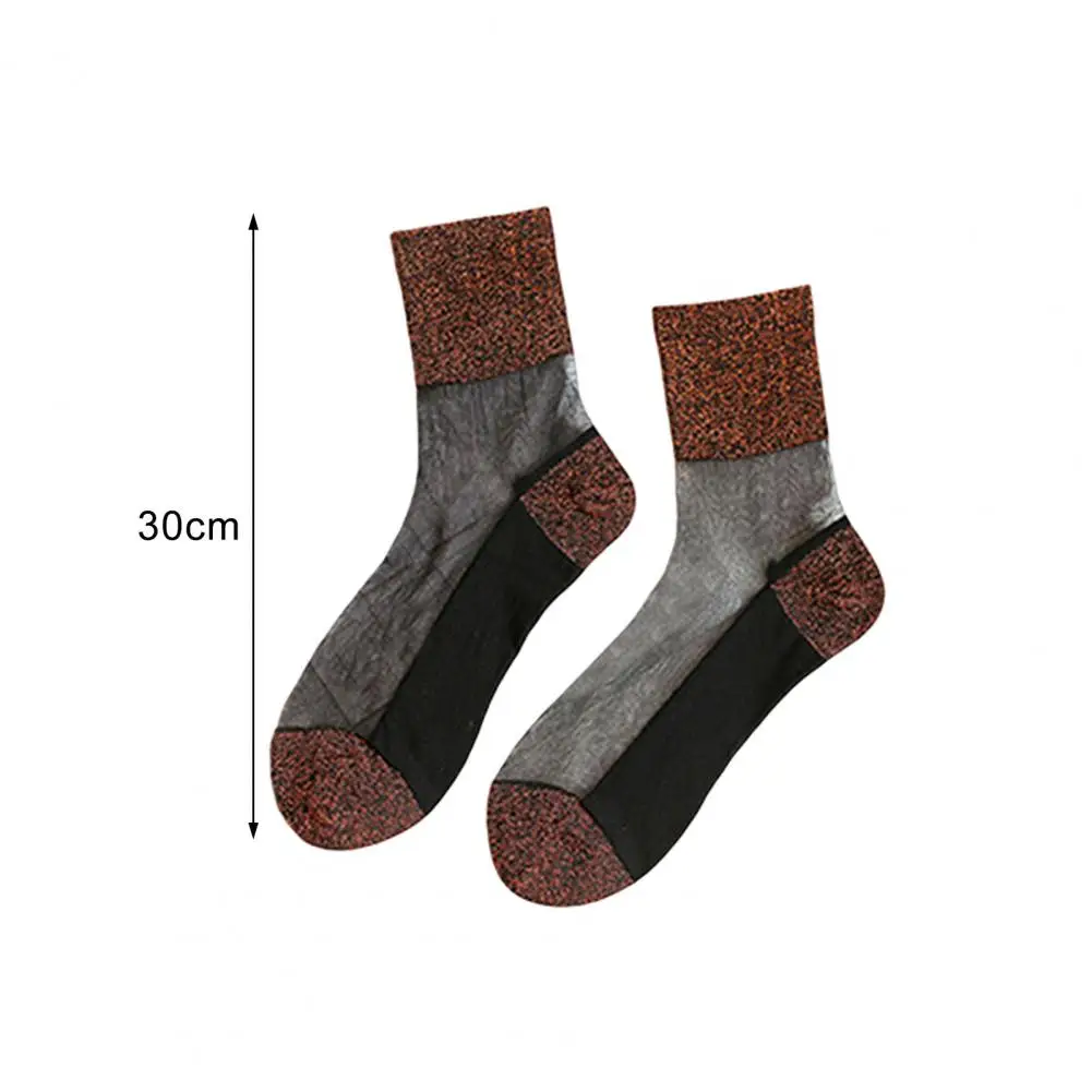 10 Pairs Women's Sheer Glitter Ankle Socks Silky Transparent Sparkly Socks Ultrathin Shiny Short Socks for Spring Summer