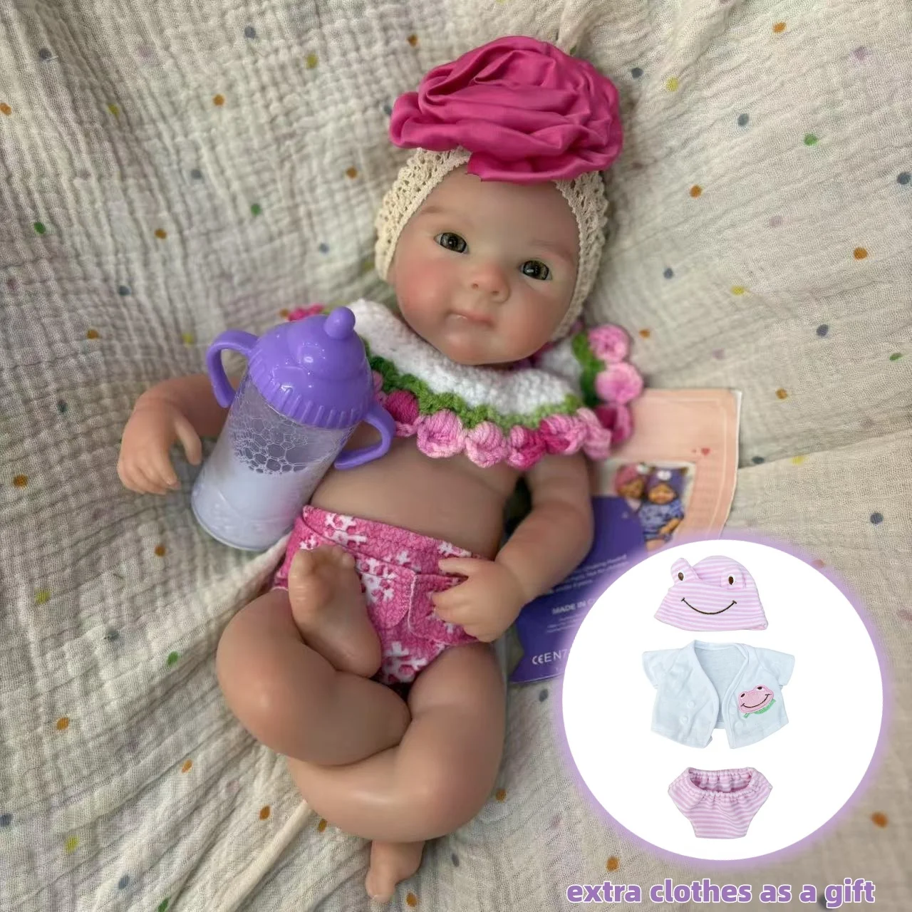 2セットの衣装/33cm 洗える＆開口部のあるベティ リボーンドール シリコン製女の子人形 3Dペイントスキン ソフトタッチ 新生児シリコン人形