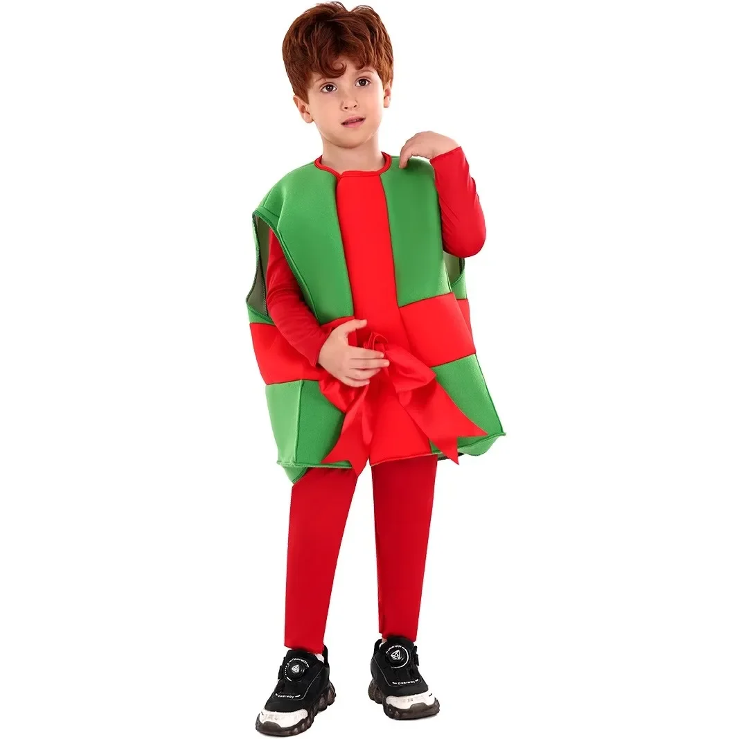 Costume de mascotte de Noël pour enfants, accessoires de cérémonie surprise, robe de paupières, spectacle sur scène, glacis, cosplay, boîte cadeau, fête