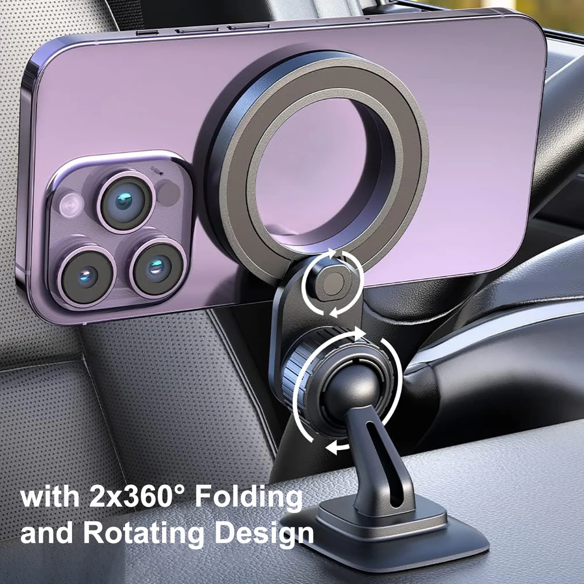 Supporto per cellulare con rotazione a 360 ° supporto magnetico per telefono da auto per iPhone 15 Pro Plus Max 14 13 12 Mini accessori MagSafe