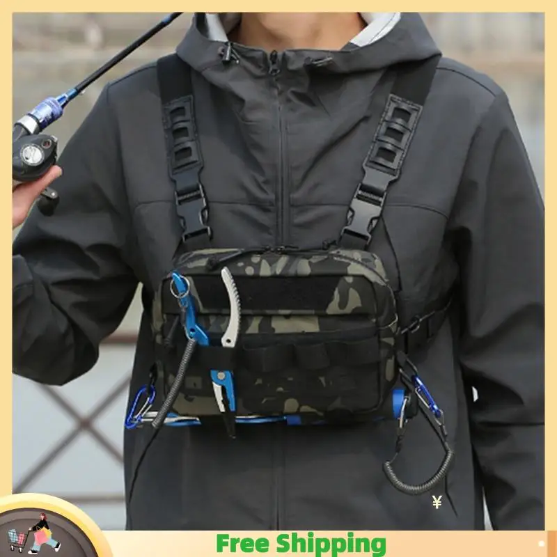 

X08A Fishing Tackle Bag Chest Sling Pack Backpack Sports Waist Pack With Fishing Lures For Camping Hiking EDC