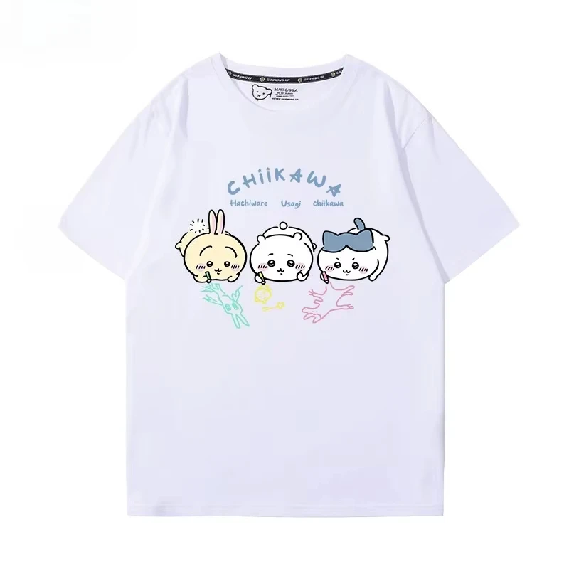 Chiikawa Soft Cute Anime Character T‑Shirt Men Women Loose‑Fit Casual Summer Short‑Sleeve O‑Neck Harajuku Streetwear Daily Top
