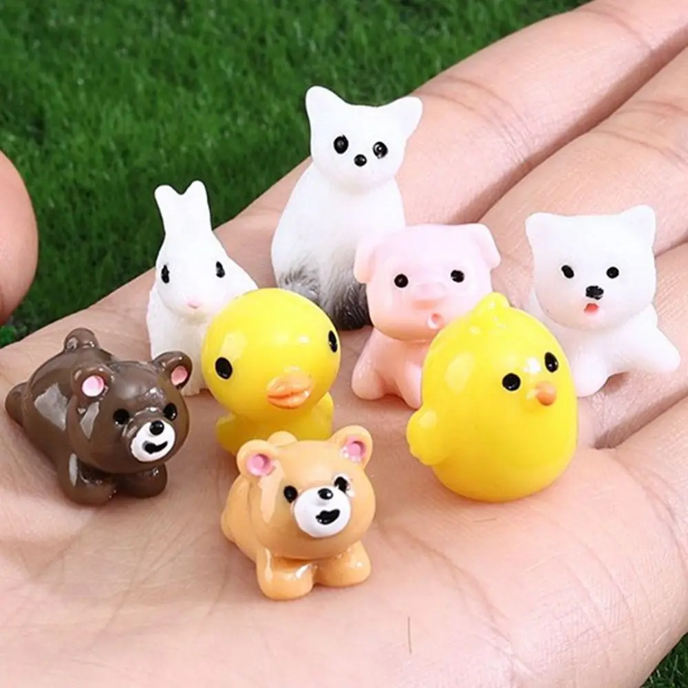 Solid color mini animal series DIY decorations resin accessories micro landscape car mini ornaments