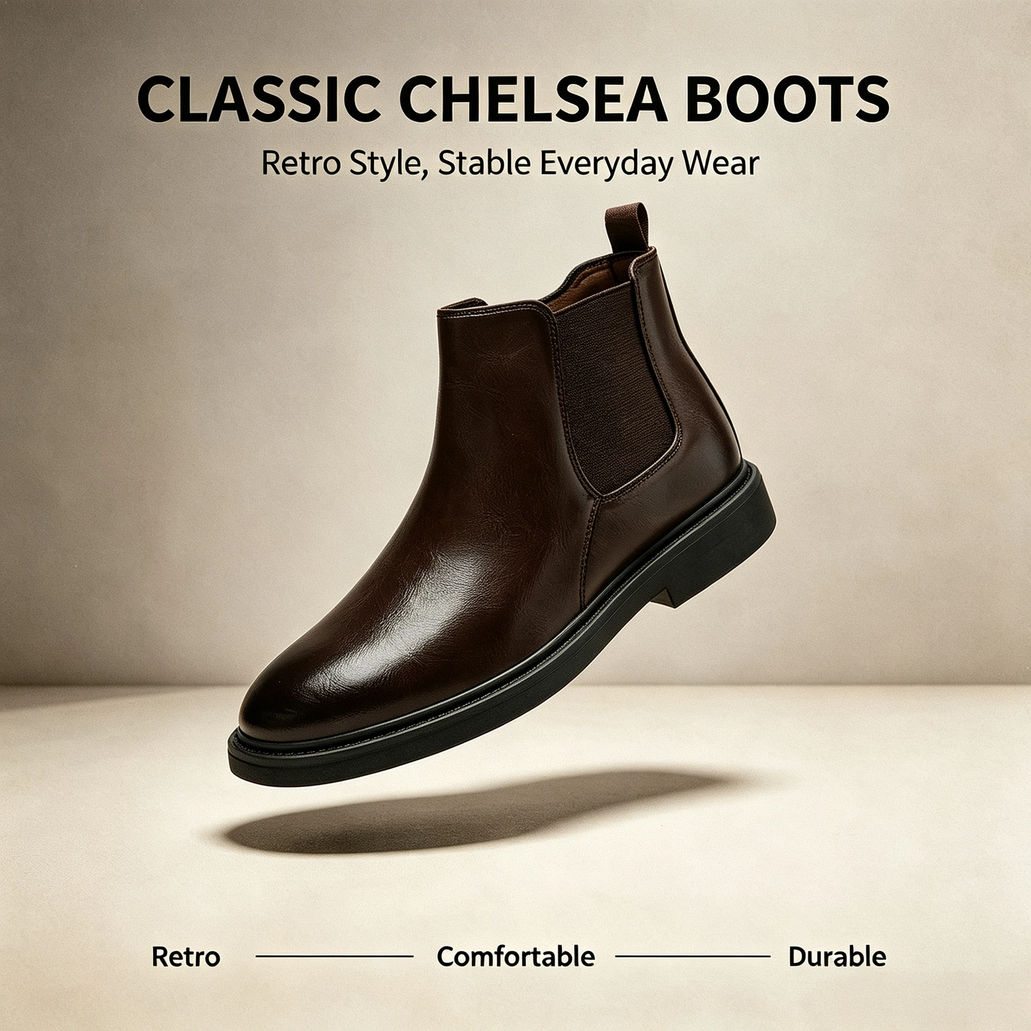 Desaidb Autumn-Winter Collection Warm Men's Retro Round-Tip Chelsea Boots with English Style Side Zip Oxford Boots