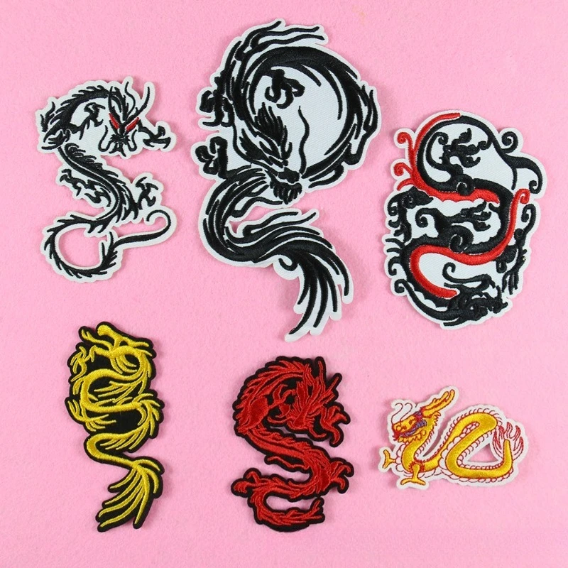 Classic Chinese Fengshenlong Cloth Sticker Traditional Clothing Accessories DIY Adhesive Backing Spot Cross-border Appliques