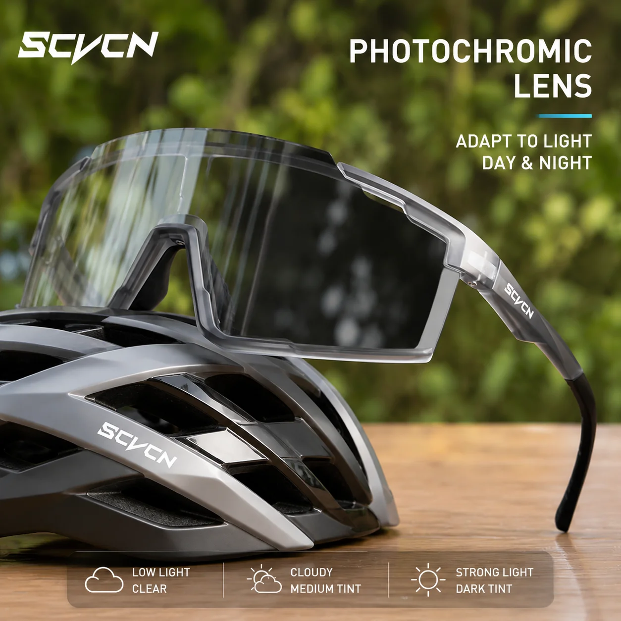 SCVCN Herren Photochrome Sonnenbrille Sportbrille Fahrradbrille MTB Bike Goggles Zubehör UV400 Outdoor-Brillen