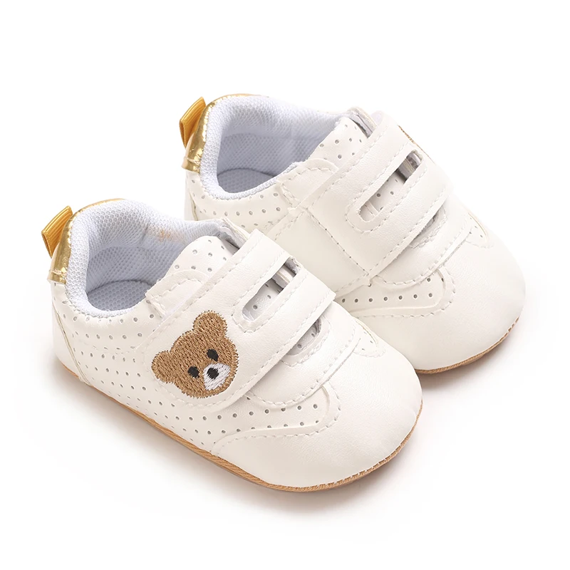 Newborn White Bed Shoes Young Children's Fashionable Teddy Bear Casual Sports Shoes Anti Slip Walking Shoes