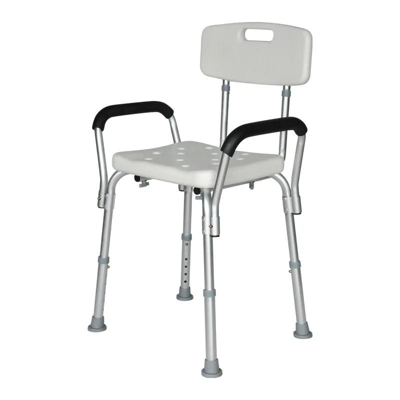 

Aluminum alloy armrest shower chair with backrest, armrest for the elderly, bathroom stool for pregnant women, anti slip