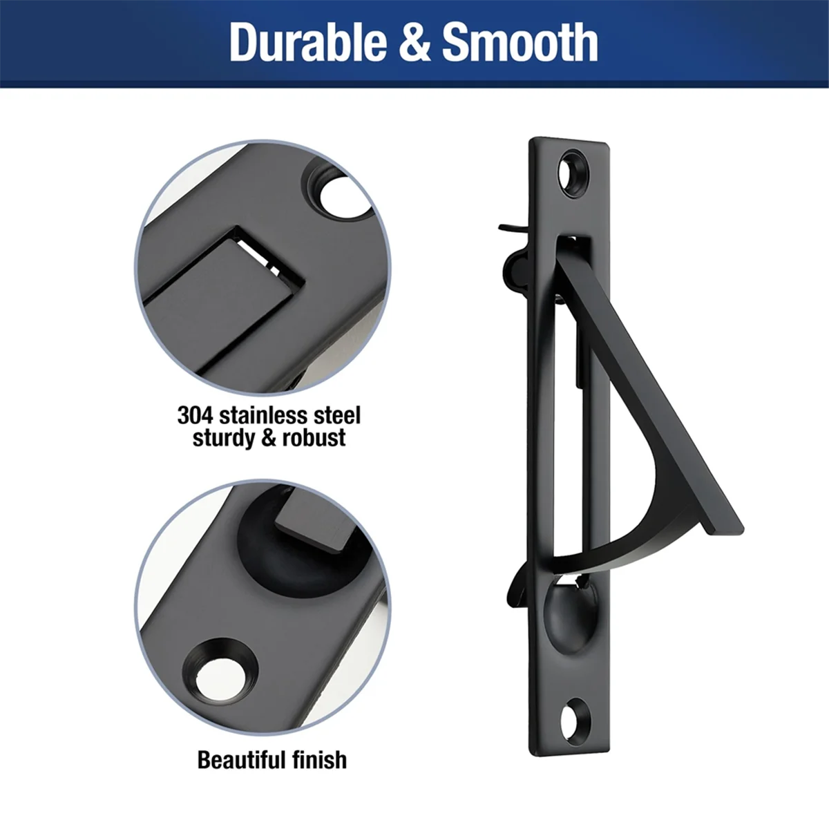 HOT 2 Pack Pocket Door Pull Solid Pocket Door Flush Edge Pull Pocket Door Handles in Matte Black
