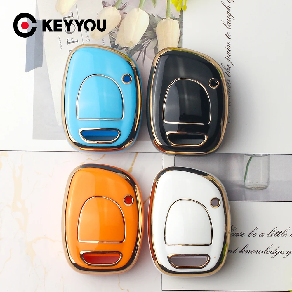 KEYYOU – housse de clé de voiture en TPU, 1 bouton, pour Renault Twingo Clio Kangoo, Protection principale, accessoires de coque de clé sans clé