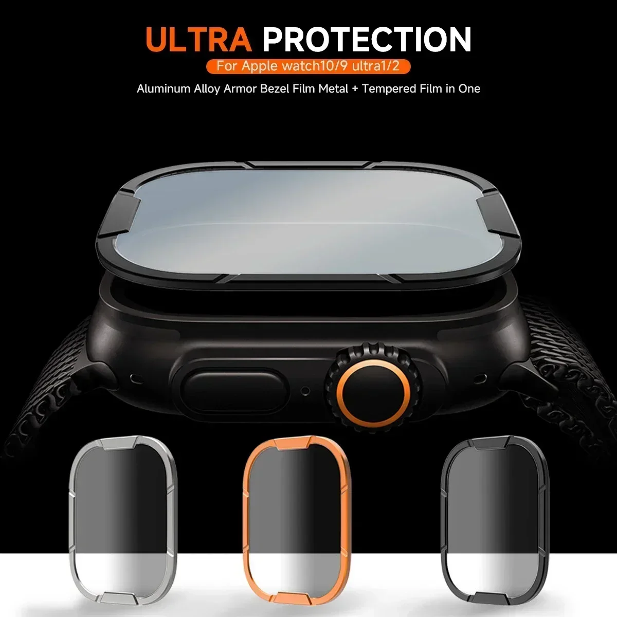 Tempered Glass Screen Protector for Apple Watch Ultra2 49mm Metal Frame Film for iWatch Ultra 49 Anti-Scratch HD Protective Film