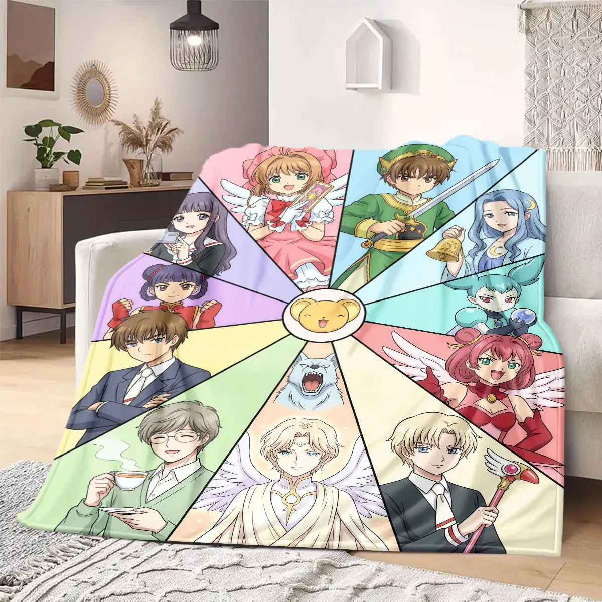 Cardcaptor Sakura Smooth Print Flannel Blanket, Cartoon Figure Design, Comfortable Sofa Bedding, Ideal for Picnic and Trip_LIAN