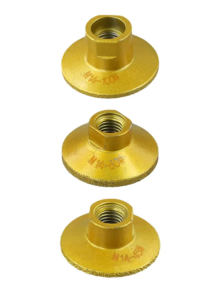 3PCS 2inch Brazed Flat Grinding Head For M14 Thread Brazing Edge Profile Polishing Grinding Wheel For Marble Granite Terrazzo