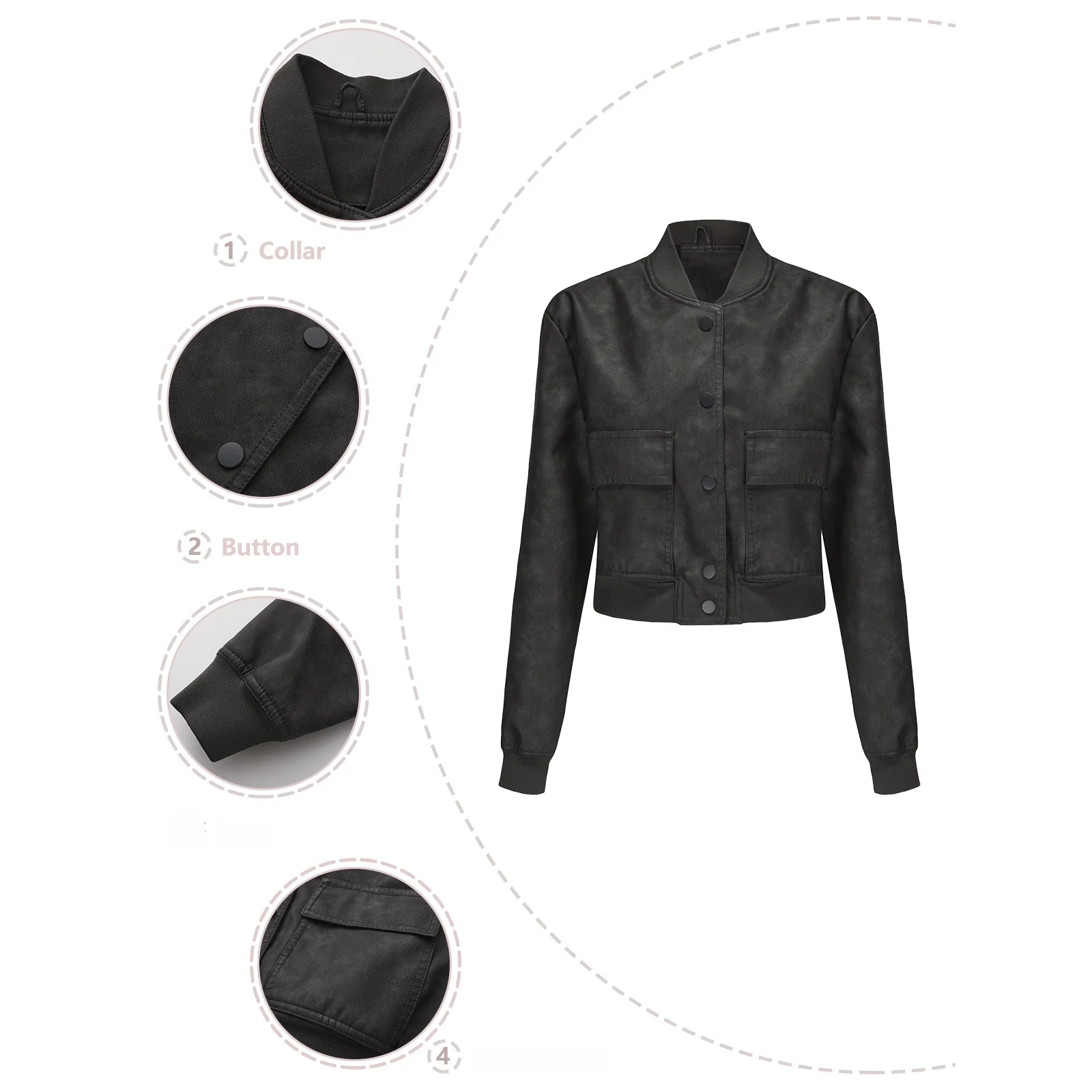 

Casual Oversize Jaet Women's Faion Open Cardigan Long Sve Leather Coat Loose Fit Sli Knitwear Spring Autumn