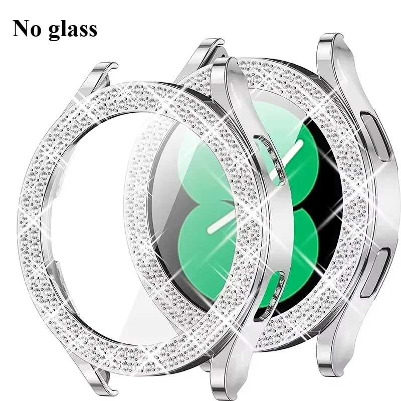 Bling Diamond Case voor Samsung Galaxy Horloge 7 6 5 4 PC Beschermhoes 40mm 44mm Screen Protector bumper Transparante Cover