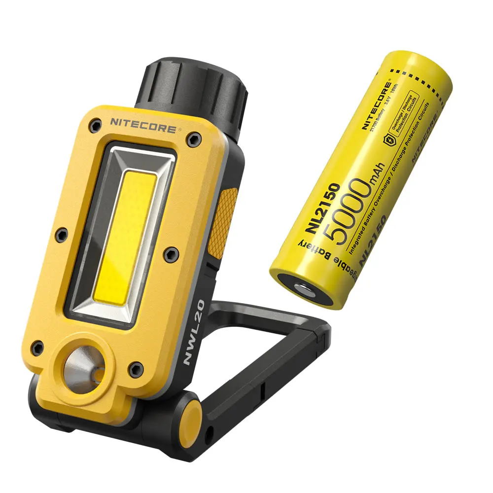 NITECORE NWL20 USB-C Rechargeable Work Light 180° Adjustable Multifunctional Triple Output Floodlight Spotlight + 21700 Battery