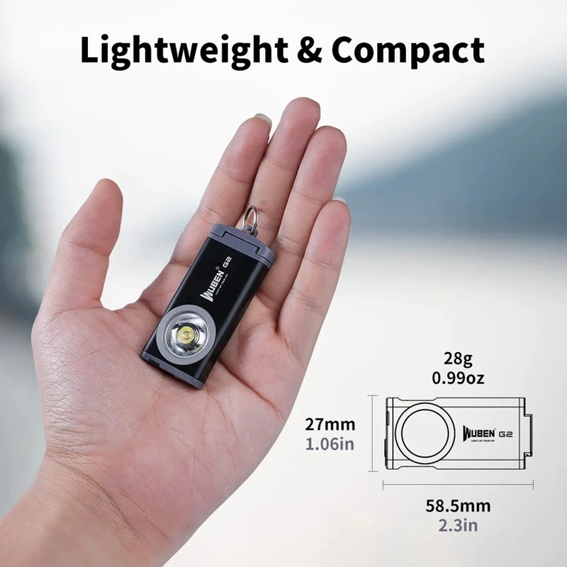 WUBEN G2 Mini Keychain Light 500Lumens Type-C Rechargeable Built-in Battery EDC Flashlight With Magnetic Protable LED Flashlight