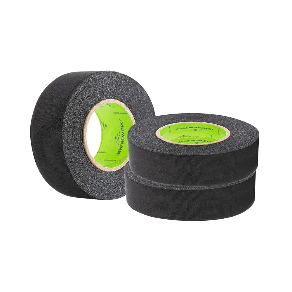 Hockey Tape, Black, Pro-Blade Cloth Tape, Stick Knob & Blade, Easy Tear, 3 Rolls