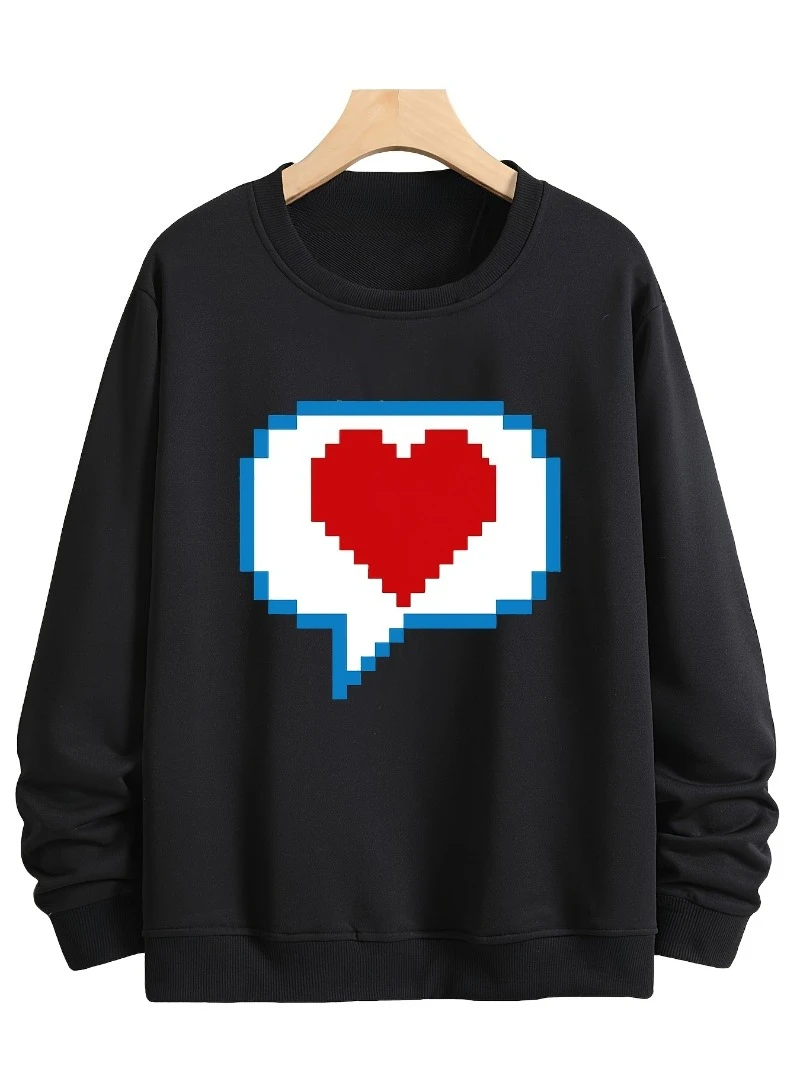 

Мужской свитер с круглым вырезом и принтом Square Love на День святого Валентина, осень и зима 2025 года, толстовка с круглым вырезом для мужчин и женщин, топ