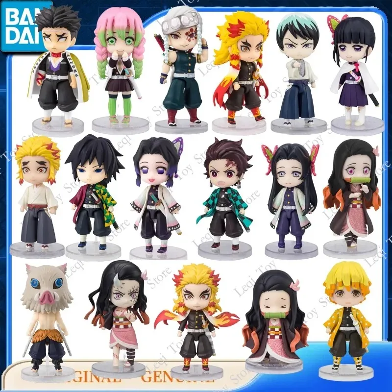 Bandai Figuarts genuinos Mini Kamado Nezuko Tomioka Giyu Rengoku Kyojuro Tanjiro Kamado figuras de Anime juguete para regalo modelo adornos