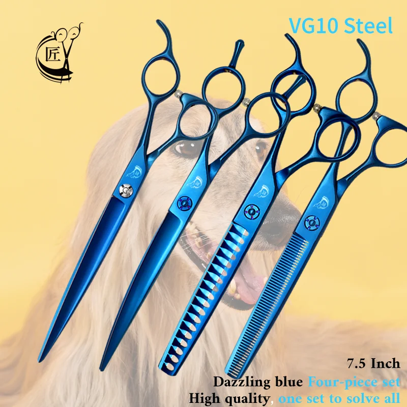 

Crane Professional Pet Scissors Straight&Thinning&Curved&Chunker Grooming Shears Tool Set For Dog Grooming High JP VG10 Steel