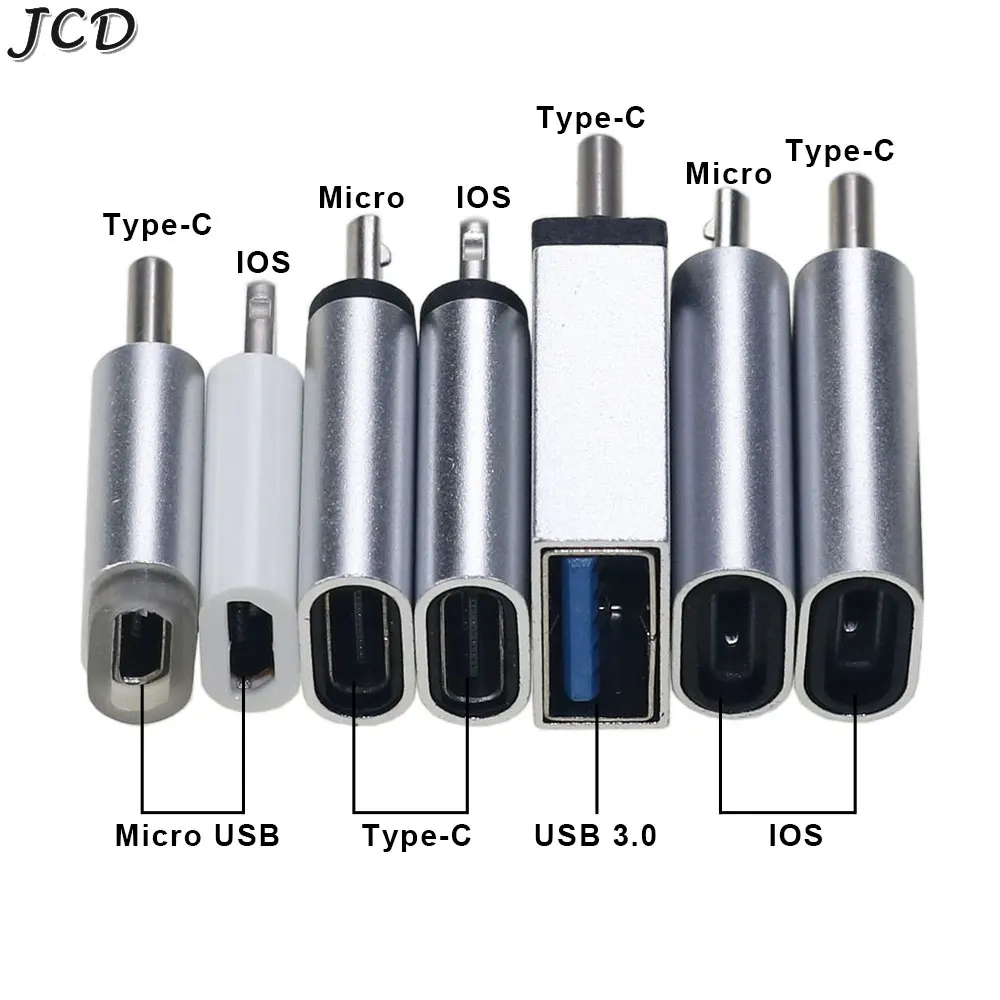 JCD Type-C Micro USB Male TO Micro USB IOS Type C Female Charging Adapter Converter  For Iphone Xiaomi Samsung Accessories