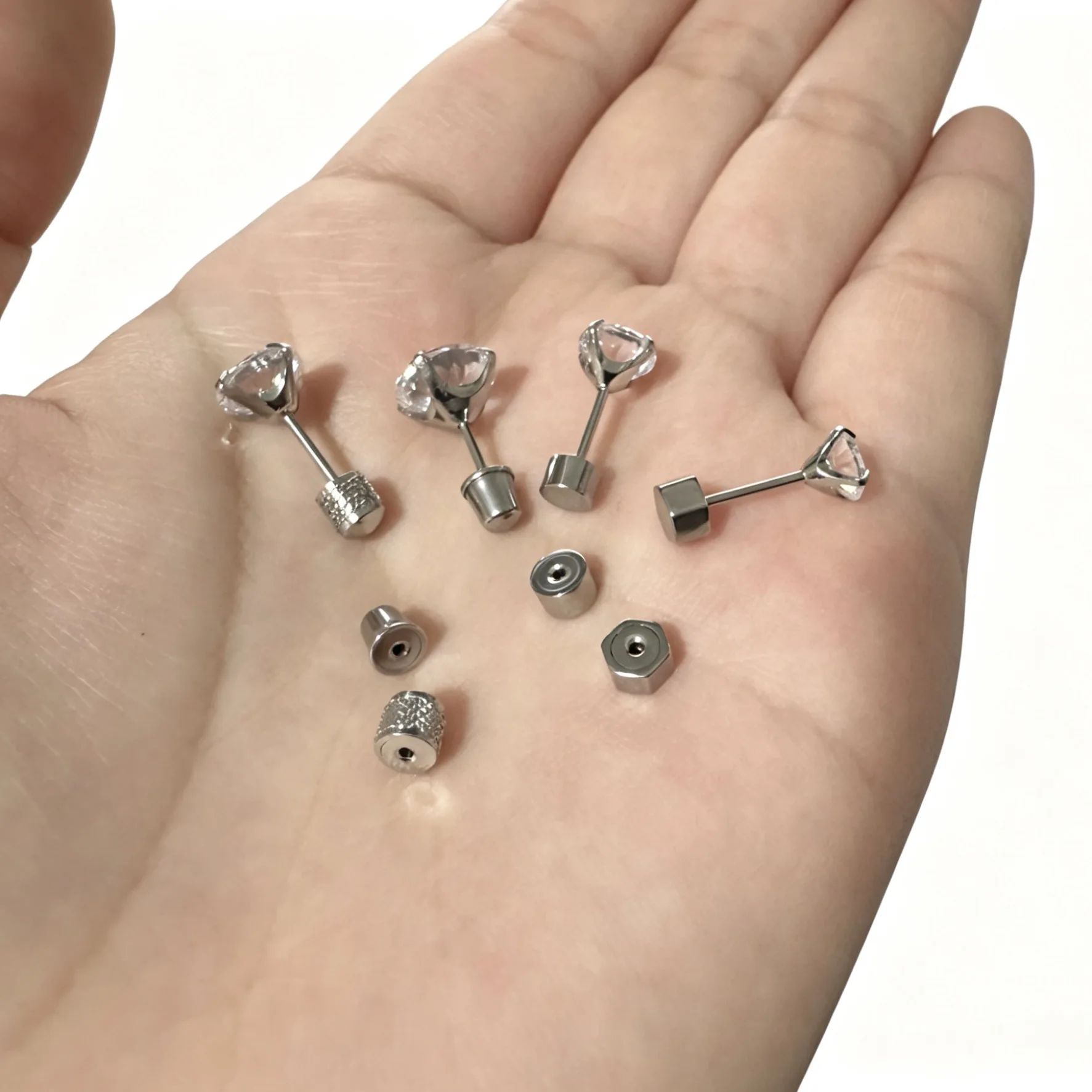 316 Stainless Steel Zircon Earrings Cartilage Stud Insert Rod Straight Pin Titanium Steel Ear Stud insertion