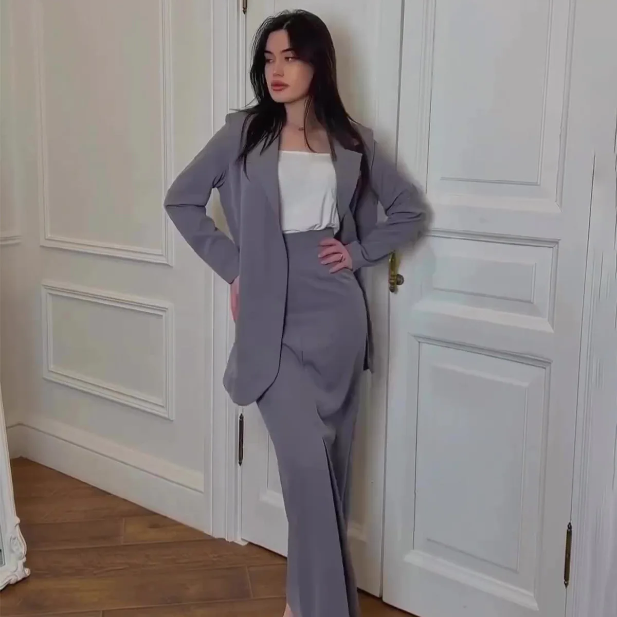 

2026 Autumn Women's Breathable Casual Elegant Professional Commuting Style Two-piece Long Skirt Set Dubai Luxury Islam Elegant
