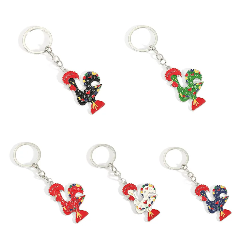 Llavero de metal de regalo portugués, llavero de recuerdo turístico creativo de gallo portugués