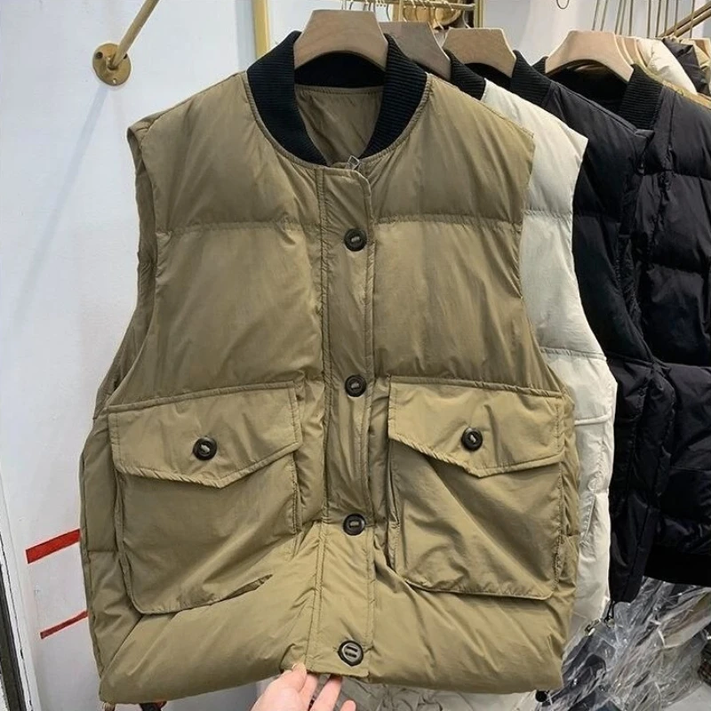 

Thermal Large Pockets Stand Collar Vest Winter New Style Down Cotton Jacket for Outdoor Activities Lightweight Cozy​