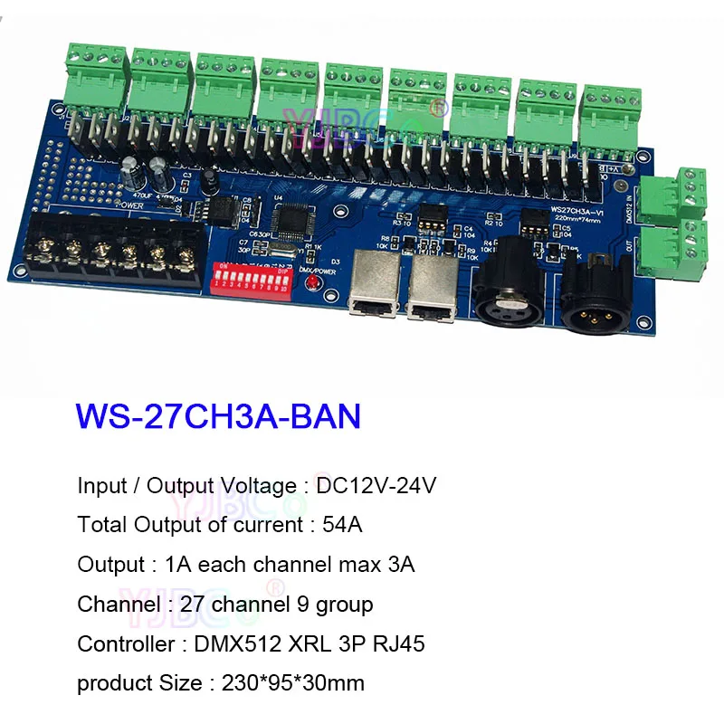 18CH/24CH/27CH/36CH/40CH DMX RGB RGBW LED Controller For LED Strip,Lamp,Module 5V 12V 24V 36V DMX512 Decoder