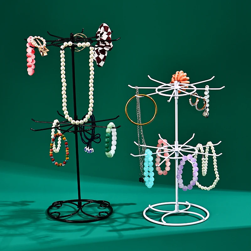 

Creative Iron Jewelry Organizer, Multilayer Tall Detachable Storage Rack for Necklaces Watches Bracelets Earrings Rings, Women D