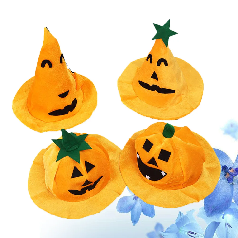 

4pcs Halloween Pumpkin Hat Lightweight Durable Cosplay Party Masquerade Props Bright Fun Role Play Accessory For Trick Or Treat