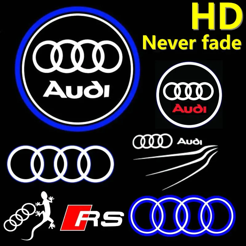 2 HD Led logo Car Door Welcome Light For Audi A4 B5 B6 B7 B8 A1 A3 8V 8P 8L A6 C5 C6 C7 A5 A7 A8 Q3 Q5 Q7 TT S3 S6 Sline Quattro 