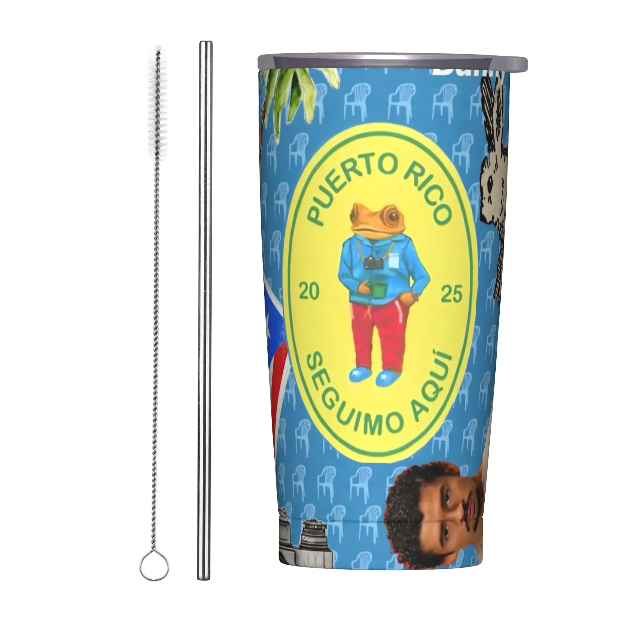 Bad Bunny DTMF Tour 2026 Tumbler Vacuum Insulated  Thermal Cup Stainless Steel Office Home Mug Water Bottle 20oz