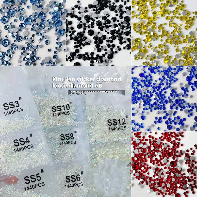[L & P] 1440 قطعة مسمار الراين كريستال مستدير AB مسطحة القاع مسمار مسمار الأحجار الكريمة الزجاج AB ومجموعة واضحة مسمار الفن السحر DIY بها بنفسك