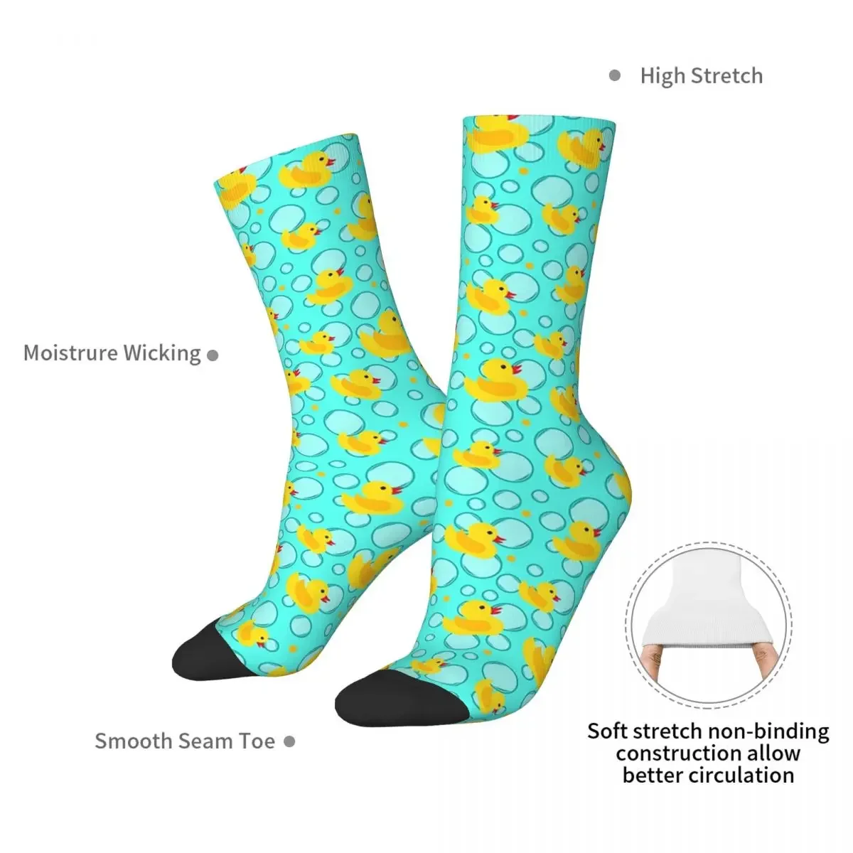 Cute Baby Shower Yellow Bathtime Rubber Ducks Pattern Socks Harajuku Sweat Absorbing Stockings All Season Long Socks Accessories