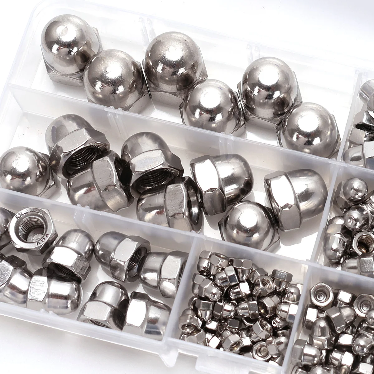 190/214pcs Stainless Steel Outer Hexagon Cap Nut, One-Piece Cap Nut, Half-Round Ball Nut with Cap, Decorative Cap Nut