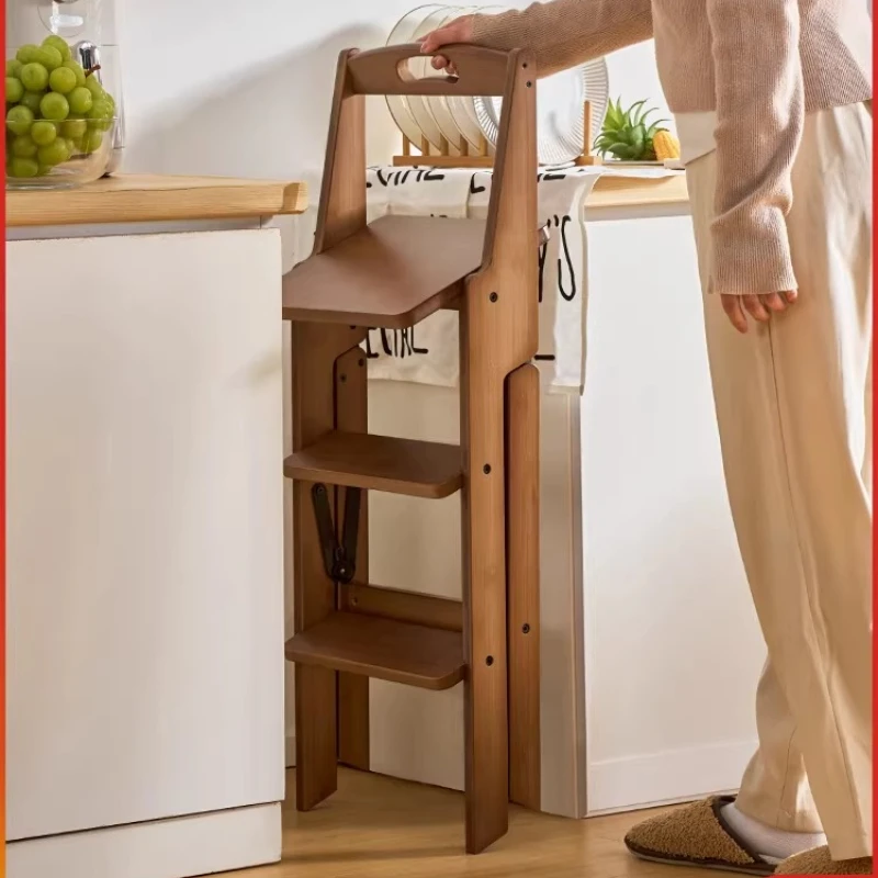 

Foldable multifunctional ladder stool household dual-purpose kitchen climbing thickened with backrest