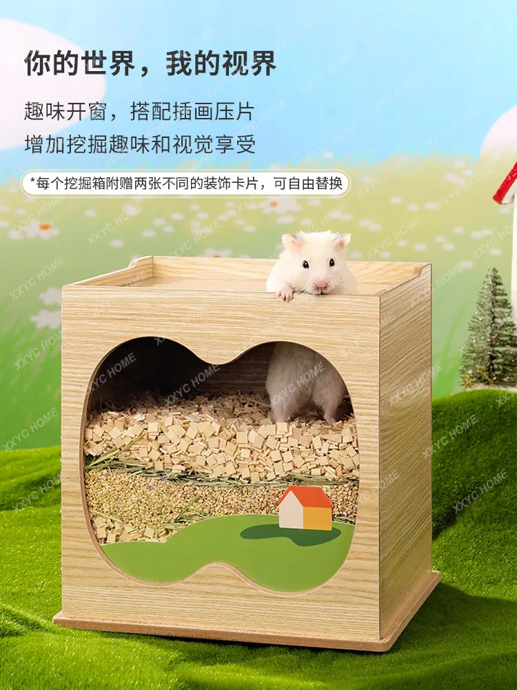 Hamster Shelter Digging Box Small House Cage Landscaping Supplies Shelter Nest Hamster Nest