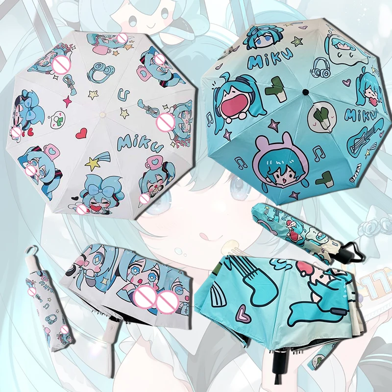 New Kawaii Q version Hatsune Miku DIY Anime pattern Automatic multi-purpose umbrella girl surprise Birthday Christmas gifts