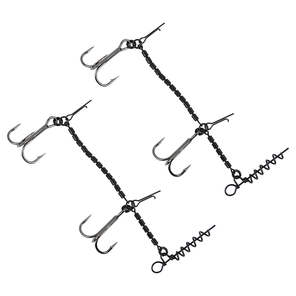 Fishing Rig Hook with Treble Barbed Corkscrew Design for Pike Stinger 2/3pcs Stainless Steel Hooks for Effective Fishing