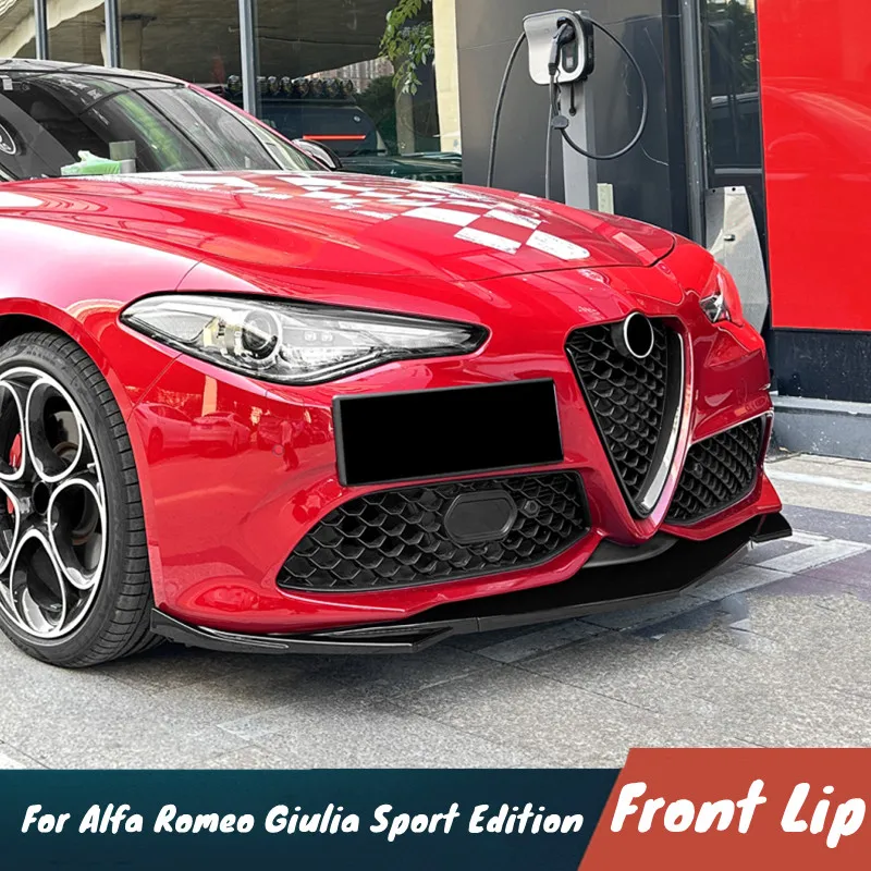 For 2015+ Alfa Romeo Giulia Sport Edition 3 Pcs/Set Car Front Bumper Lip Chin Spoiler Car Bodykit Protection Guard Accessoris