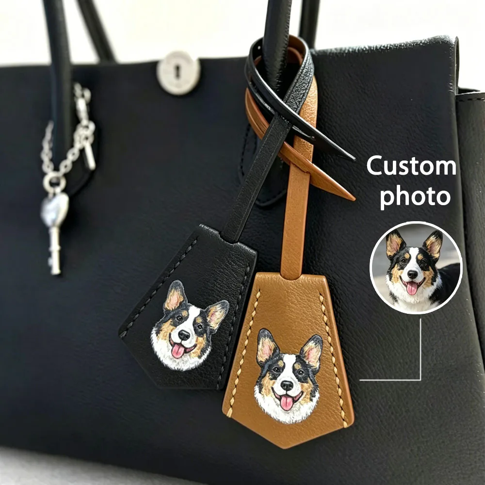 1 Custom Bag Charm, Leather Pet Portrait Pendant, Stylish Personalized Gift for Pet Lovers, Luggage Charm, Dog Memorial Gift, Perfect Choice for Birthdays and Weddings