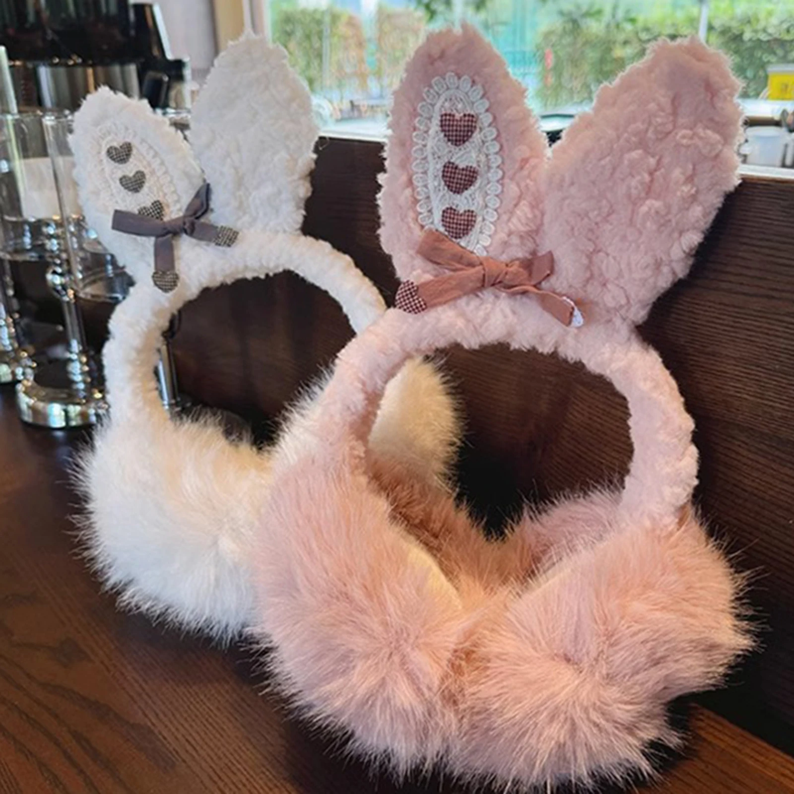 لطيف النساء الأذن يفشل غطاء للأذنين اكسسوارات الشتاء، أفخم الكبار التزلج تشغيل آذان أرنب يغطي حامي لعيد الحب #5